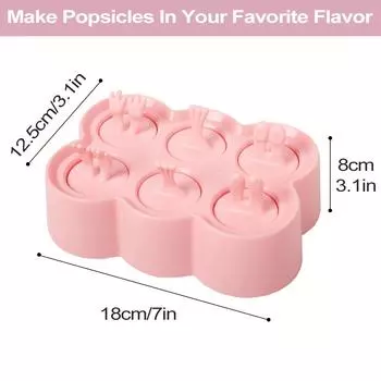 Leeseph Форма для мороженого для детей Милая форма животного, многоразовые формы для мороженого своими руками 6 полостей Самодельный силиконовый производитель мороженого розовый