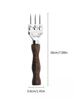 Leeseph Ice Pick 3 Pronged Wood Handle Stainless Steel Ice Shaper for Kitchen Bar & Cocktail Tools Gift for Bartender