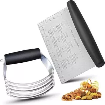 Leeseph из нержавеющей стали, блендер, резак и набор скребков для теста, многофункциональный кухонный инструмент, необходимый для выпечки, обработка теста синий