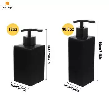 Leeseph Матовый черный 304 Нержавеющая сталь Диспенсер для мыла Квадратный дизайн Диспенсер для жидкого мыла для ванной комнаты