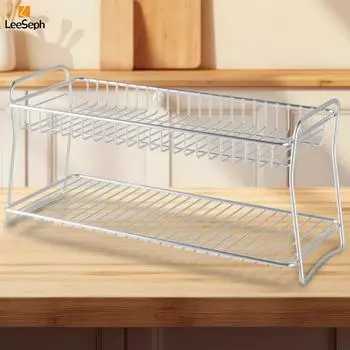 Leeseph Настольная полка для специй, двухъярусная полка для хранения соусов, Настольный органайзер для кухни, ванной комнаты, офиса 2-tier