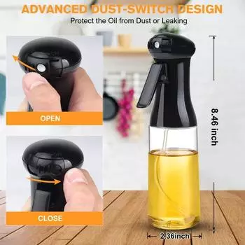 Leeseph Новый распылитель масла для приготовления пищи, 200 мл флакон-распылитель для оливкового масла с пылезащитным выключателем, для аэрофритюрницы, идеально подходит для выпечки на гриле белый