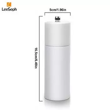 Leeseph Pepper Grinder, Refillable Manual Rubber Wood Pepper Mill Ceramic Rotor with Adjustable Coarseness, Kitchen Gadget белый