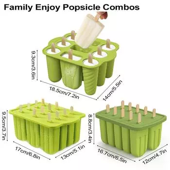 Leeseph Popsicles Mold, многоразовые, легкосъемные, силиконовые, самодельные, формочки для мороженого с 50 палочками для мороженого, летние подарки