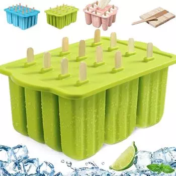 Leeseph Popsicles Mold, многоразовые, легкосъемные, силиконовые, самодельные, формочки для мороженого с 50 палочками для мороженого, летние подарки