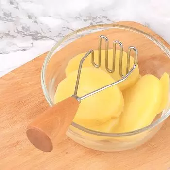 Leeseph Potato Smasher, 430 нержавеющая сталь инструмент для толкушки картофеля с деревянной ручкой, толкушка для овощей для приготовления пищи кухонный гаджет