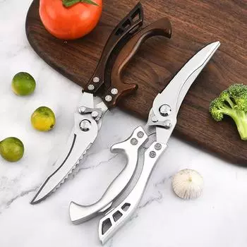 Leeseph Poultry Shears, Heavy Duty Kitchen Shears with Serrated Edge, Stainless Steel Kitchen Scissors for Chicken, Bone, Meat серебряный