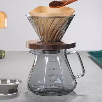 Leeseph ромбовидный кофейный чайник, стеклянный кофейник, термостойкий чайник, многоразовый кофейник, кофейная посуда 600 мл