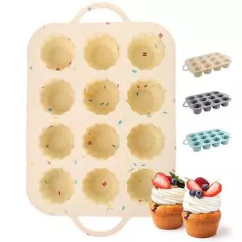 Leeseph силиконовые формы для кексов, 12 чашек, антипригарные формы для выпечки с ручкой для приготовления кексов, кексов, пирогов