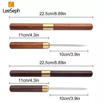 Leeseph Stainless Steel Ice Pick with Safety Cover, Non-slip Wooden Handle Easy Grip, Breaking Ice Tool for Kitchen, Bars