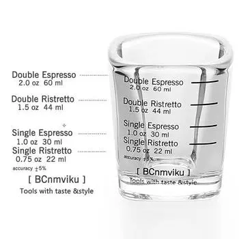 Leeseph стеклянный мерный стакан для кофе со шкалой для BCnmviku Espresso Shot Glasss Measuring Cup Liquid Heavy Glass, 60 мл 2 унции 60ml 2oz