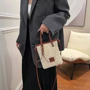 Левосторонние однотонные соломенные сумки для женщин, летние модные сумки на ремне и сумки, плетеная пляжная сумка через плечо