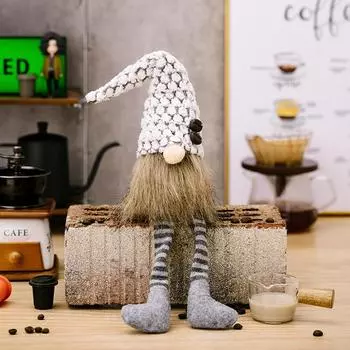 Leg Hanging Enchanting Coffee Gnome Character In Soft Polyester For Styling Home