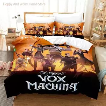 legend of vox machina game Bedding Set Single Twin Full Queen King Size Bed Set Aldult Boys Bedroom Duvetcover Sets Anime EU single(135x200cm)