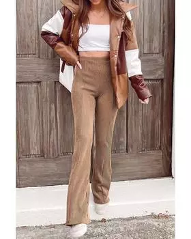 Леггинсы Azura Exchange Ribbed Knit High Rise Flare с высокой посадкой XL коричневый