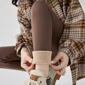 Леггинсы Барби с высокой талией из плотного бархата для женщин : Осень/Зима M серый