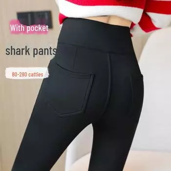 Леггинсы Black Shark с высокой талией - зимние брюки-карандаш из бархата больших размеров XL (110-130 jin)