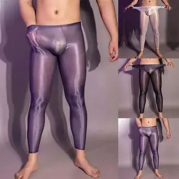 Леггинсы Блестящие леггинсы Мужское нижнее белье Прозрачное сексуальное