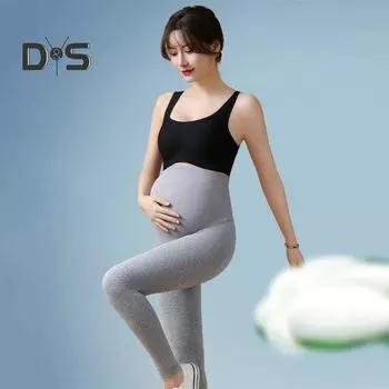 Леггинсы для беременных с высокой талией, узкая одежда для беременных, трикотажные леггинсы с поддержкой живота для беременных, моделирующие брюки M светло-серый