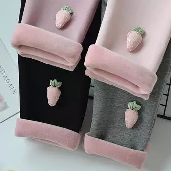 Леггинсы для девочек, брюки для путешествий на открытом воздухе, утепленные брюки для девочек, повседневная одежда для студентов, хлопковые однотонные теплые леггинсы цвета клубники для детей 90 фиолетовый