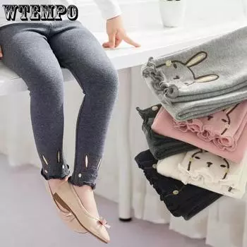 Леггинсы для девочек, детские весенне-осенние укороченные корейские брюки для тонких девочек, эластичные брюки, верхняя и внутренняя одежда для малышей 100 белый