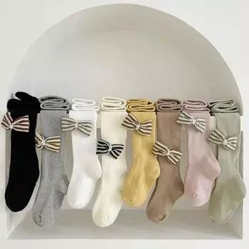 Леггинсы для девочек, колготки, весна и осень, тонкие, корейские, с бантом, детские, однотонные, детские колготки, оптовая продажа, леггинсы, брюки XS жёлтый