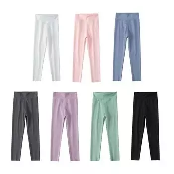 Леггинсы для девочек от 3 до 12 лет, штаны для активного отдыха, однотонные брюки 100