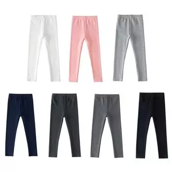 Леггинсы для девочек от 3 до 12 лет, однотонные удобные эластичные брюки 100