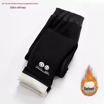 Леггинсы для девочек с флисовой подкладкой: Плотные, Цельные, Высокоэластичные, Свободного кроя, Теплые Осенне-Зимние брюки для детей среднего и старшего возраста. L