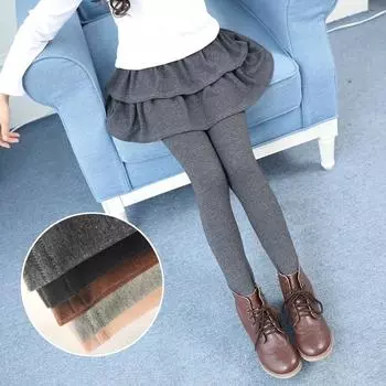 Леггинсы для девочек, юбка для девочек, брюки, детские леггинсы, однотонные осенние брюки для девочек ясельного возраста с юбкой-тортом, детская одежда, одежда 100 кофейный