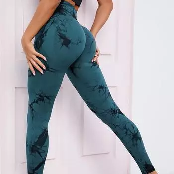Леггинсы для фитнеса и йоги с высокой талией Tie Dye, модные бесшовные брюки для поднятия бедер и пуш-ап, женские спортивные леггинсы для йоги 25581 M