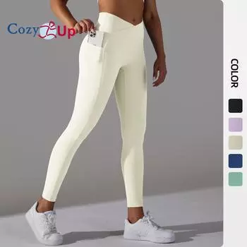 Леггинсы для йоги Cozy Up Women s Cross Waist с карманами, собранными для кросс-фитнеса, штаны для йоги XS