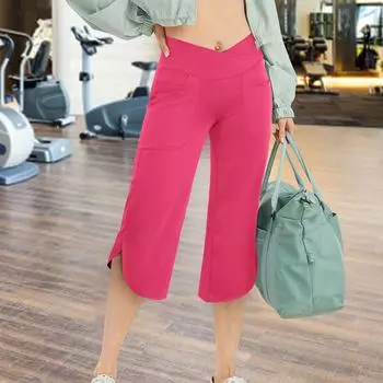 Леггинсы для йоги для женщин, эластичные леггинсы для йоги, фитнес-бег, тренажерный зал, спортивные полудлинные активные брюки с высокой талией L
