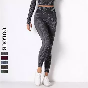 Леггинсы для йоги Nessaj, камуфляжные леггинсы для фитнеса, женские бесшовные эластичные штаны для йоги с высокой талией