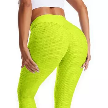 Леггинсы для йоги с высокой талией большого размера - Персиковый лифтинг Однотонные жаккардовые фитнес-брюки для женщин S