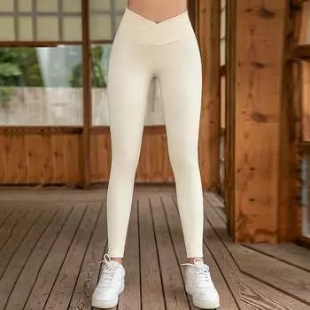 Леггинсы для йоги с высокой талией и запахом для женщин, повседневные бесшовные леггинсы для спортзала, спортивные брюки, новые трикотажные ребристые узкие брюки для йоги S белый