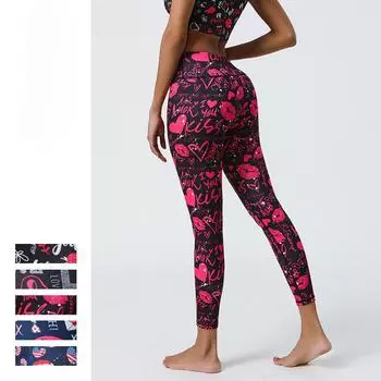 Леггинсы для йоги женские летние тонкие с высокой талией и принтом телесного цвета, спортивные брюки для фитнеса, женские S