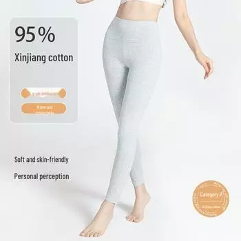 Леггинсы для похудения из хлопка с высокой талией для девочек - антибактериальные, теплые брюки на осень/зиму L