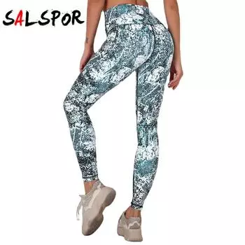 Леггинсы для женщин с высокой талией, эластичные леггинсы для тренировок, быстросохнущие леггинсы с принтом пуш-ап, женские леггинсы для фитнеса