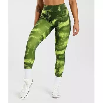 Леггинсы GYMSHARK GS Power Regular с принтом Moss Olive B4A6Q EBSY XS