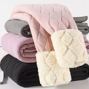 Леггинсы и одежда из кашемира Плотные кашемировые термоштаны Женские зимние суперплотные женские хлопковые штаны с высокой талией M чёрный