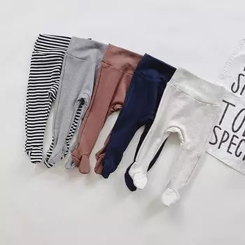 Леггинсы и верхняя одежда в полоску с высокой талией для мальчиков и девочек на весну и осень 66 cm