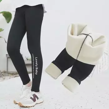 Леггинсы из бархата с высокой талией для девочек — утолщенные, осенне-зимний стиль, облегающие для занятий йогой 110cm