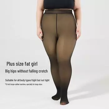 Леггинсы из черного прозрачного шелка европейского и американского размера большого размера - коллекция весна/осень, 80 г Full Length