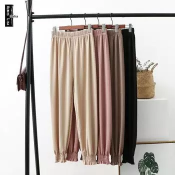 Леггинсы из модального ледяного шелка: Весна/лето 2023 г. Европейский и американский стиль, облегающие пляжные брюки для женщин L