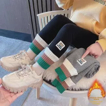 Леггинсы из немецкого бархата осень/зима для девочек: Стильный, толстый и теплый 120 cm