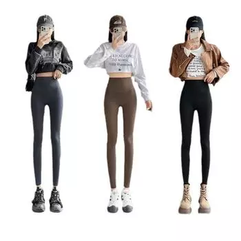 Леггинсы из овечьего бархата 400 г, женские, осенне-зимние, плюс бархатная подкладка, верхняя одежда, один большой размер, теплые хлопковые брюки с высокой талией S чёрный