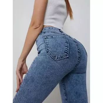 Леггинсы-карандаш из денима высокой эластичности весна/лето разных цветов, леггинсы персикового цвета с высокой талией для женщин 28 чёрный