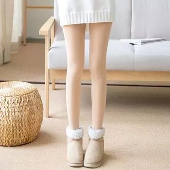 Леггинсы Колготки до бедра Колготки, проницаемые для кожи Осенние и зимние колготки Утолщенные термоштаны телесного цвета и флиса one size 300g чёрный