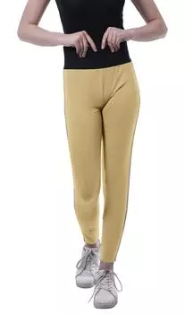 Леггинсы Moomaya с высокой талией для женщин, мягкие штаны для йоги с боковыми полосками 2XL бежевый